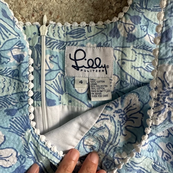 Vintage Lilly Pulitzer blue koi shift dress 4 - Picture 3 of 5